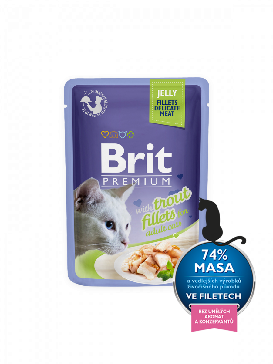 Brit Premium Cat Pouch With Trout Fillets In Jelly For Adul Brit